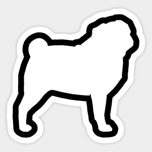 White Pug Silhouette Sticker